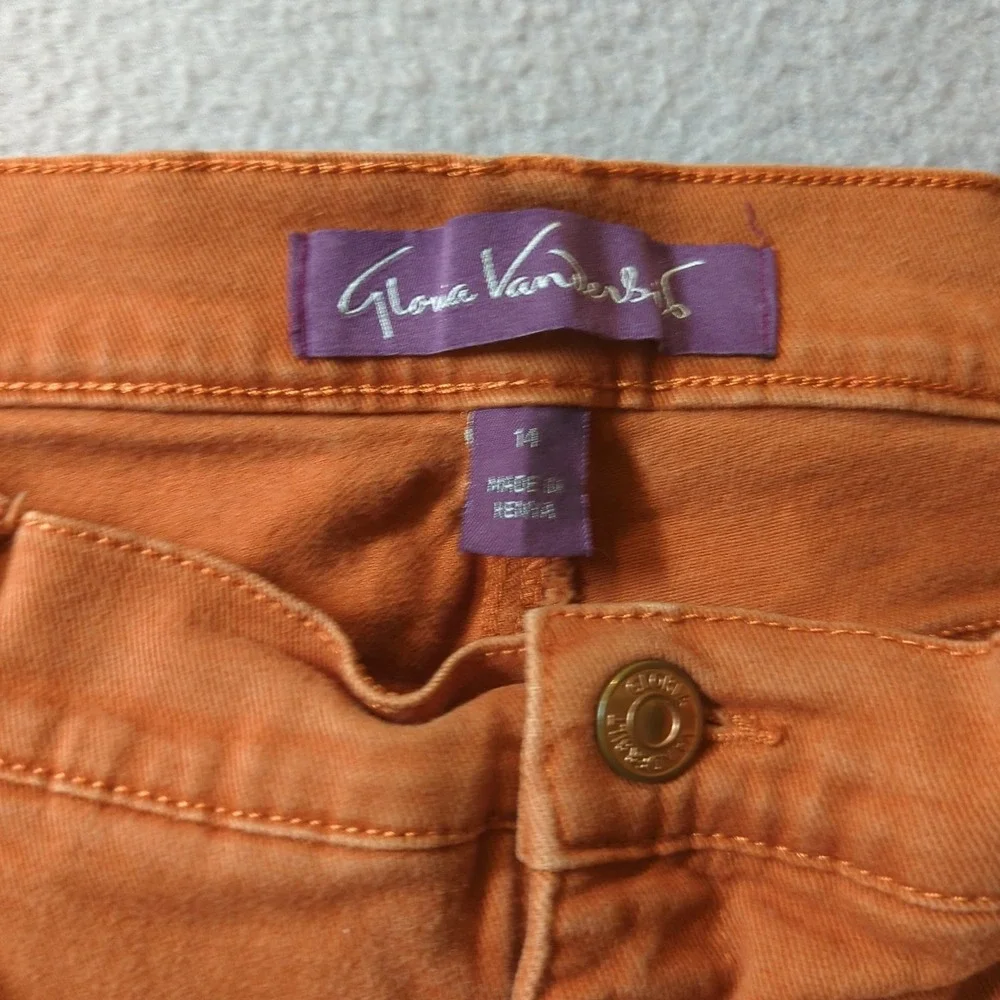 Gloria Vanderbilt Amanda‎ High Rise Tapered Jeans Burnt Orange Rust Womens 14